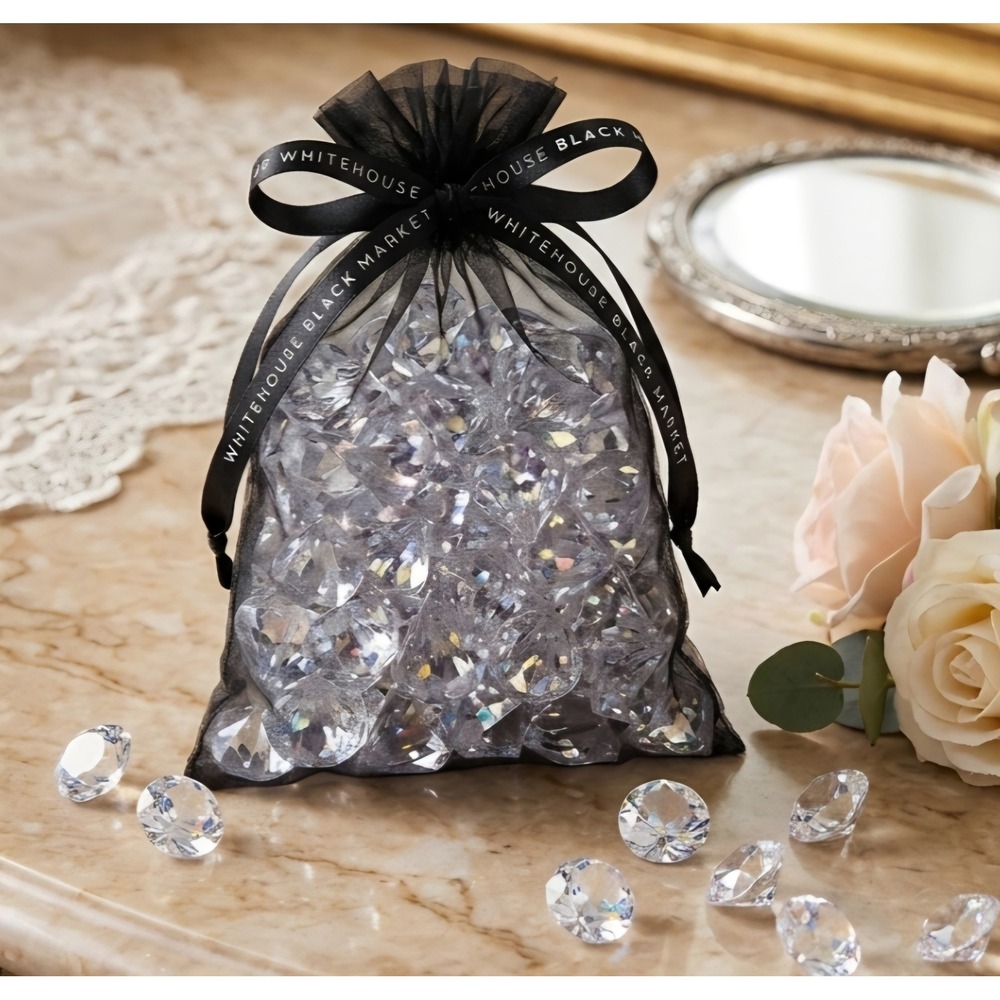 White House Black‎ Market Acrylic Diamond Table Scatter Gems in Organza Bag